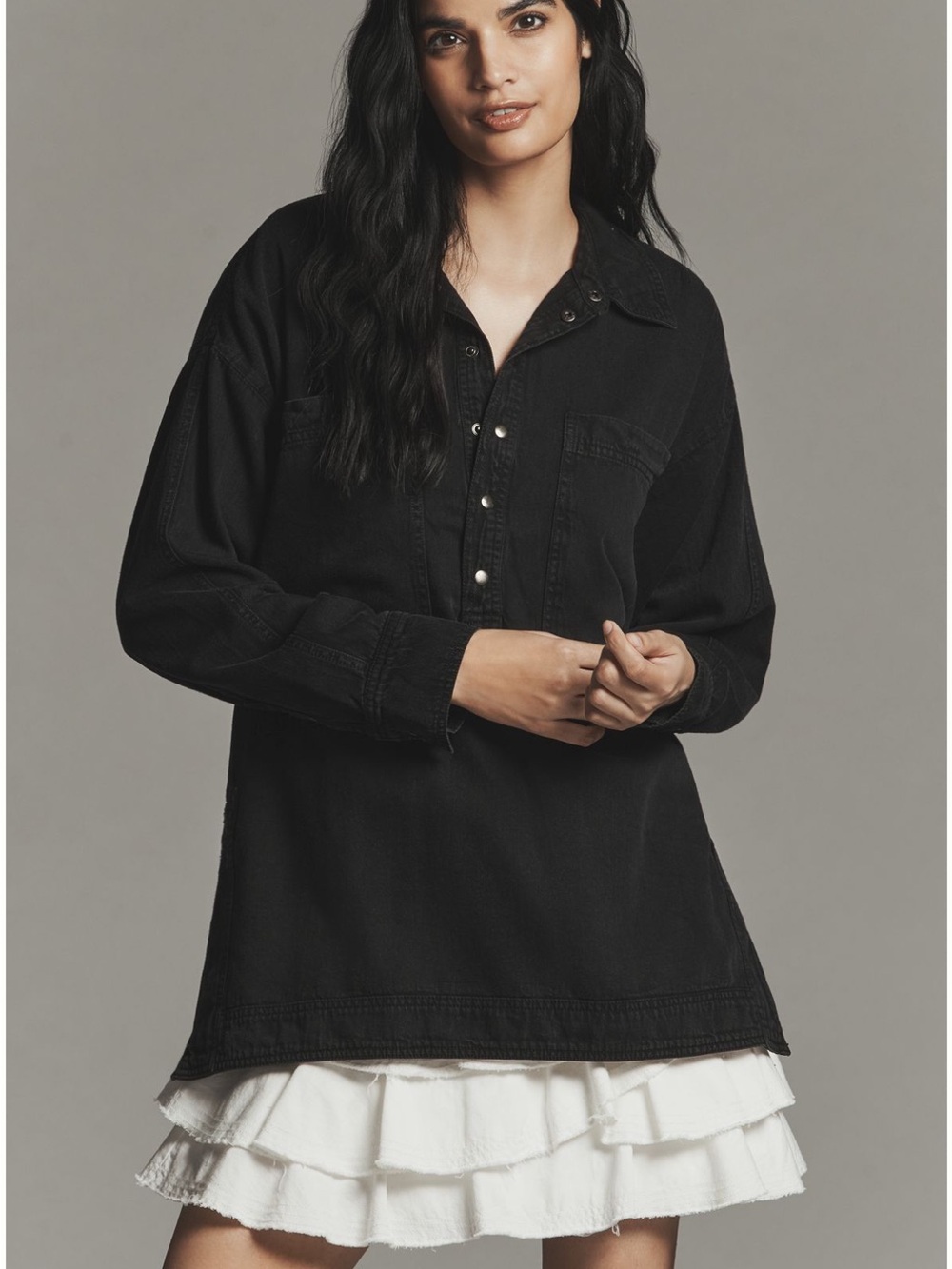 Pilcro Long Sleeve Oversized Washed Henley Top, NWT